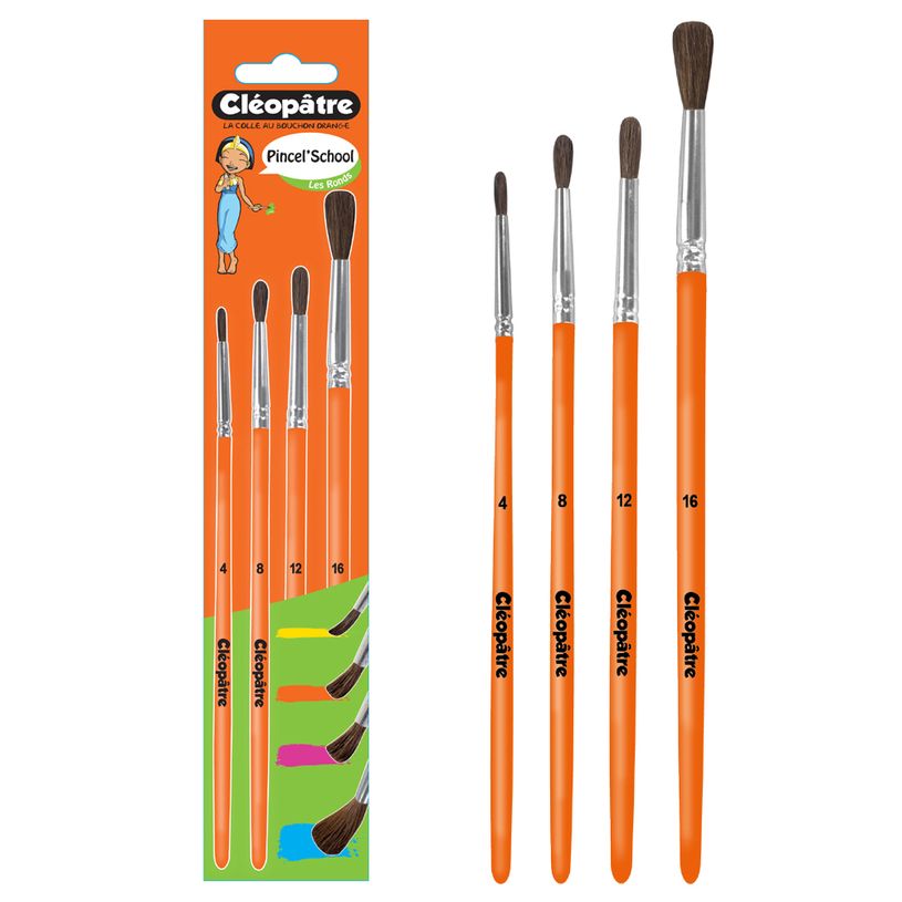 3134725013209-Cléopâtre - Pack de 4 pinceaux poil de poney - N°4, 8, 12 et 16-P_79444631_2-1