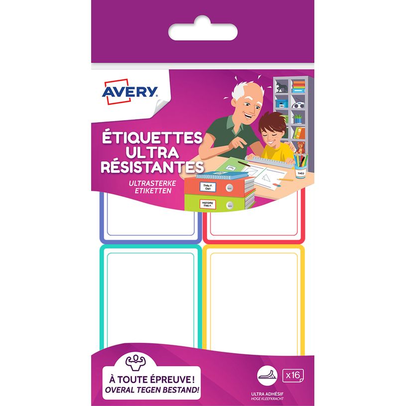 5014702140075-Avery - 16 Étiquettes résistantes - 64 x 44 mm - couleurs assorties-P_79444706_1-0