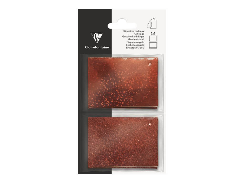 Clairefontaine - 10 Étiquettes cadeau - holographique/paillettes rouge - 8 x 16 cm