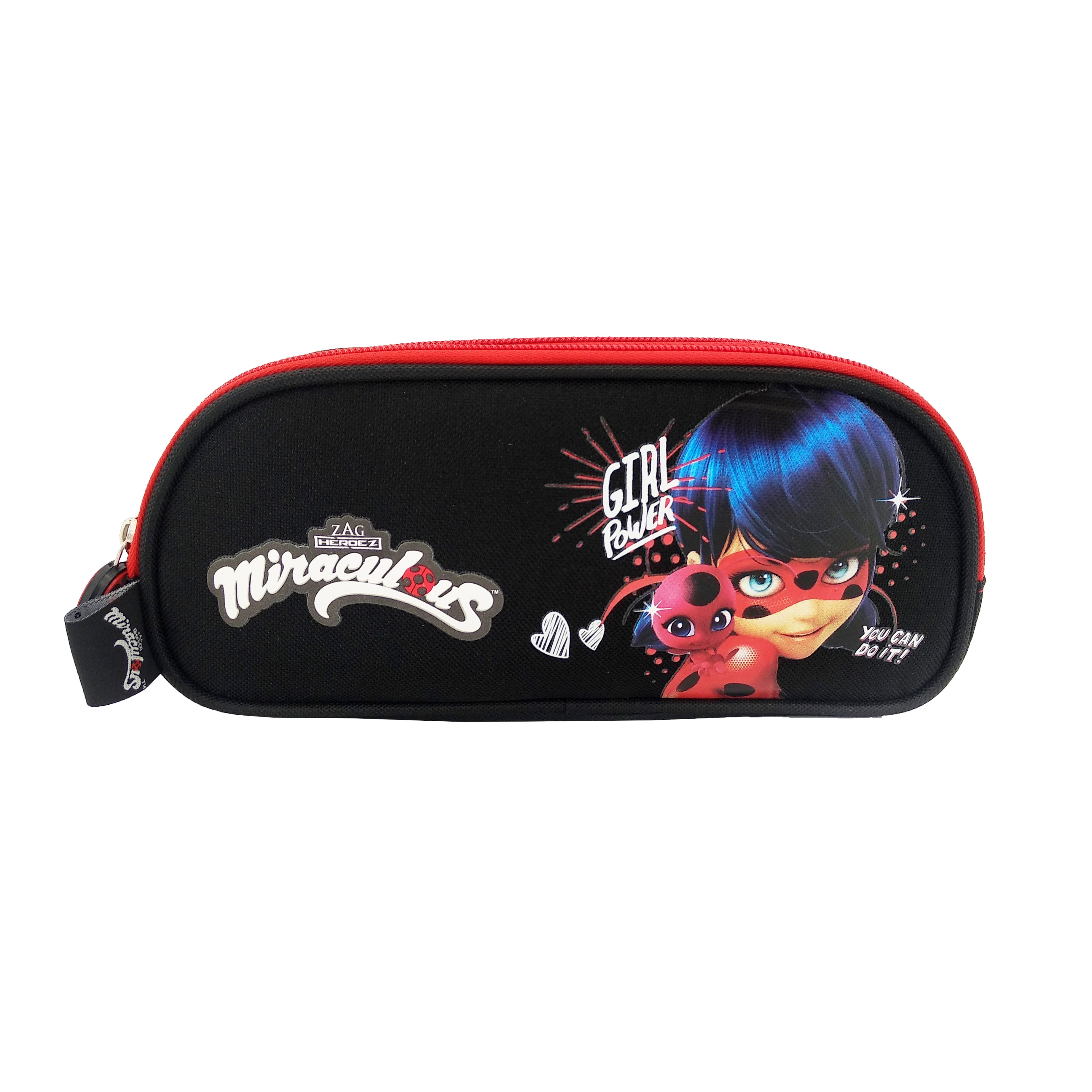 Trousse rectangulaire Miraculous 2 compartiments noir et rouge