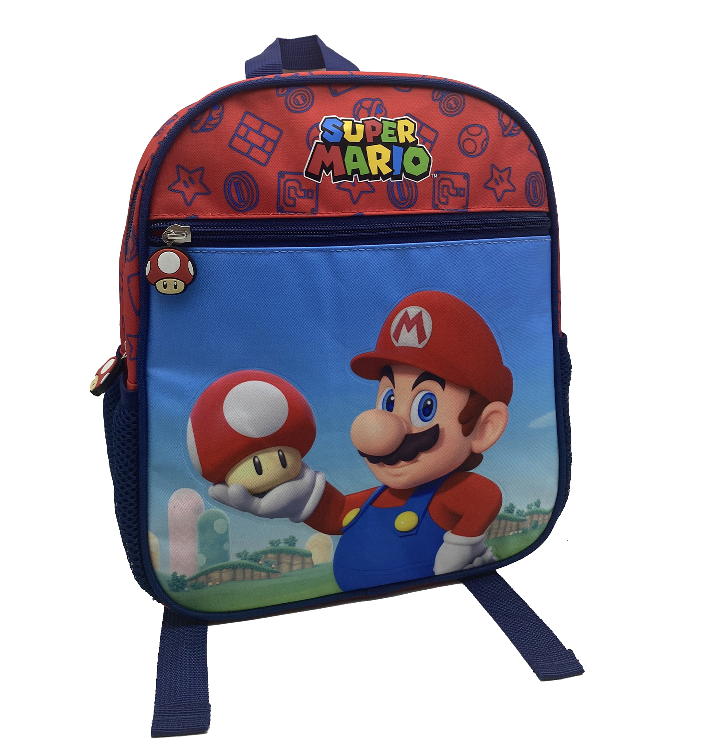 Sac dos maternelle Super Mario 1 compartiment bleu et rouge